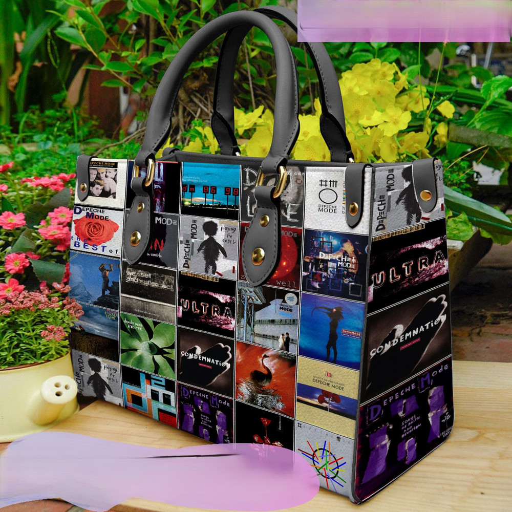 Depeche Mode Personalized Leather Bag, Depeche Mode Custom Handbag, Shoulder Bag, Crossbody Bag, Shopping Bag, Top Handle Bag.jpg