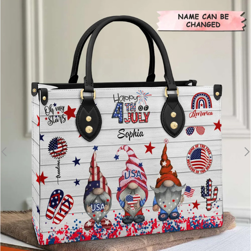 Personalized Leather Bag - Gift For Independence Day - Happy 4th Of July.png