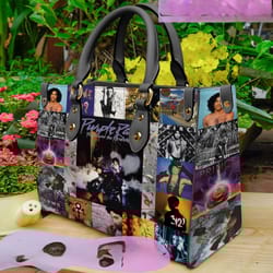 prince purple rain personalized leather bag, prince rogers nelson custom handbag, shoulder bag, crossbody bag, shopping