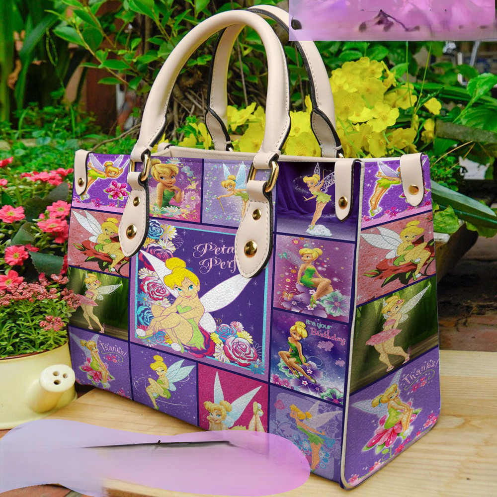 Tinker Bell Personalized Leather Bag, Tinker Bell Custom Handbag, Shoulder Bag, Crossbody Bag, Shopping Bag, Top Handle Bag.jpg