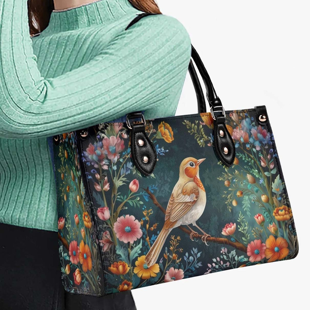 Magic Garden Nightingale Bird Purse, Vegan Leather Cottagecore Handbag, Floral Shoulder Bag, Womens Satchel Luxe Jane.jpg