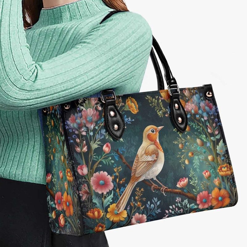 Magic Garden Nightingale Bird Purse, Vegan Leather Cottagecore Handbag, Floral Shoulder Bag, Womens Satchel Luxe Jane.jpg
