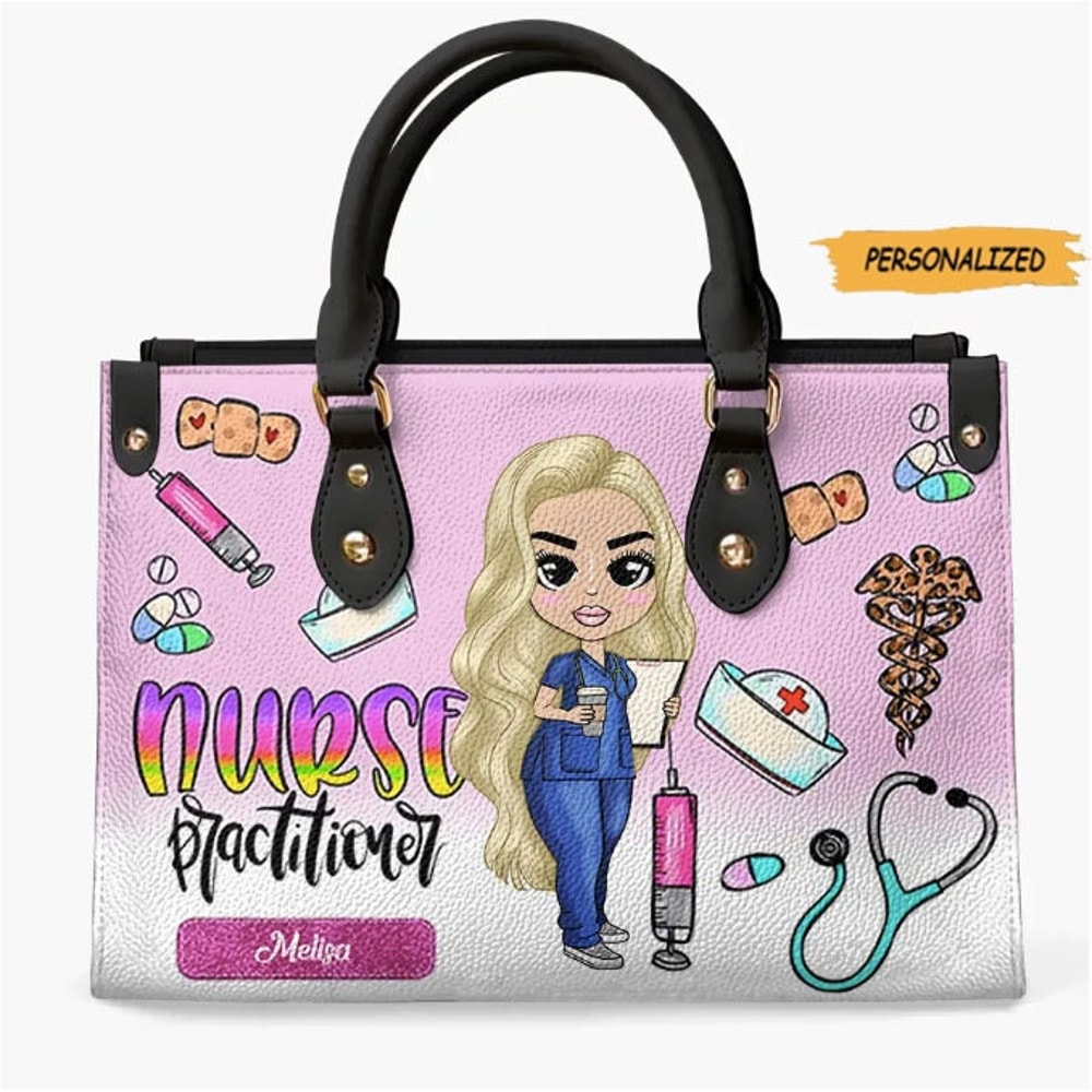 Personalized Leather Bag, Gift For Nurse, Being A Nurse Practitioner, Gift For CNA, Gift For Nurse, Custom Nurse, Funny Leather Bag.jpg