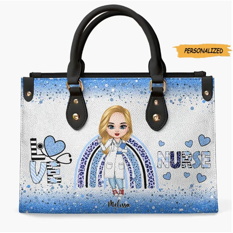 Personalized Leather Bag, Gift For Nurse, Love Nurse Life, Gift For CNA, Gift For Nurse, Custom Nurse, Funny Leather Bag.jpg