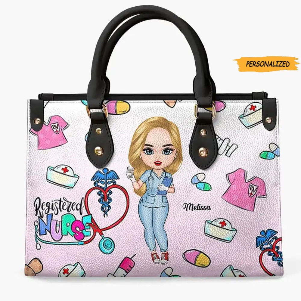 Personalized Leather Bag, Nurse’s Day, Birthday Gift For Nurse, A Work Of Heart, Gift For Nurse, Custom Nurse, Funny Leather Bag.jpg