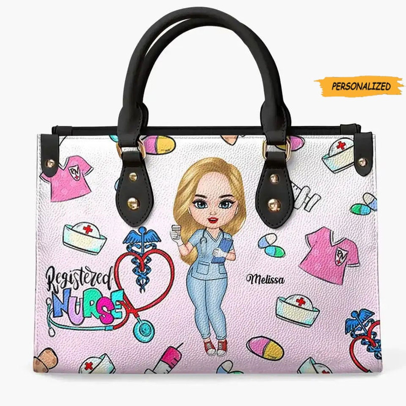 Personalized Leather Bag, Nurse’s Day, Birthday Gift For Nurse, A Work Of Heart, Gift For Nurse, Custom Nurse, Funny Leather Bag.jpg