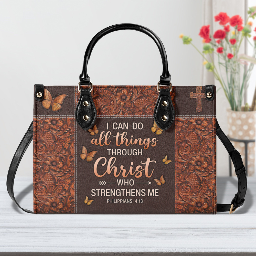 I Can Do All Things Leather HandBag,I Can Do All Things Handbag, Bags, Handmade Bag,Custom Bag, Vintage Bag, Woman Shoulder, Shoulder Bag.jpg