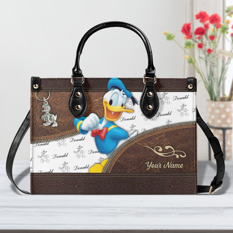 Cute Donald duck Leather Handbag,Donald duck Women Bags Purses,Donald duck Lover's Handbag,Custom Leather Bag,Woman Handbag,Handmade Bag.jpg