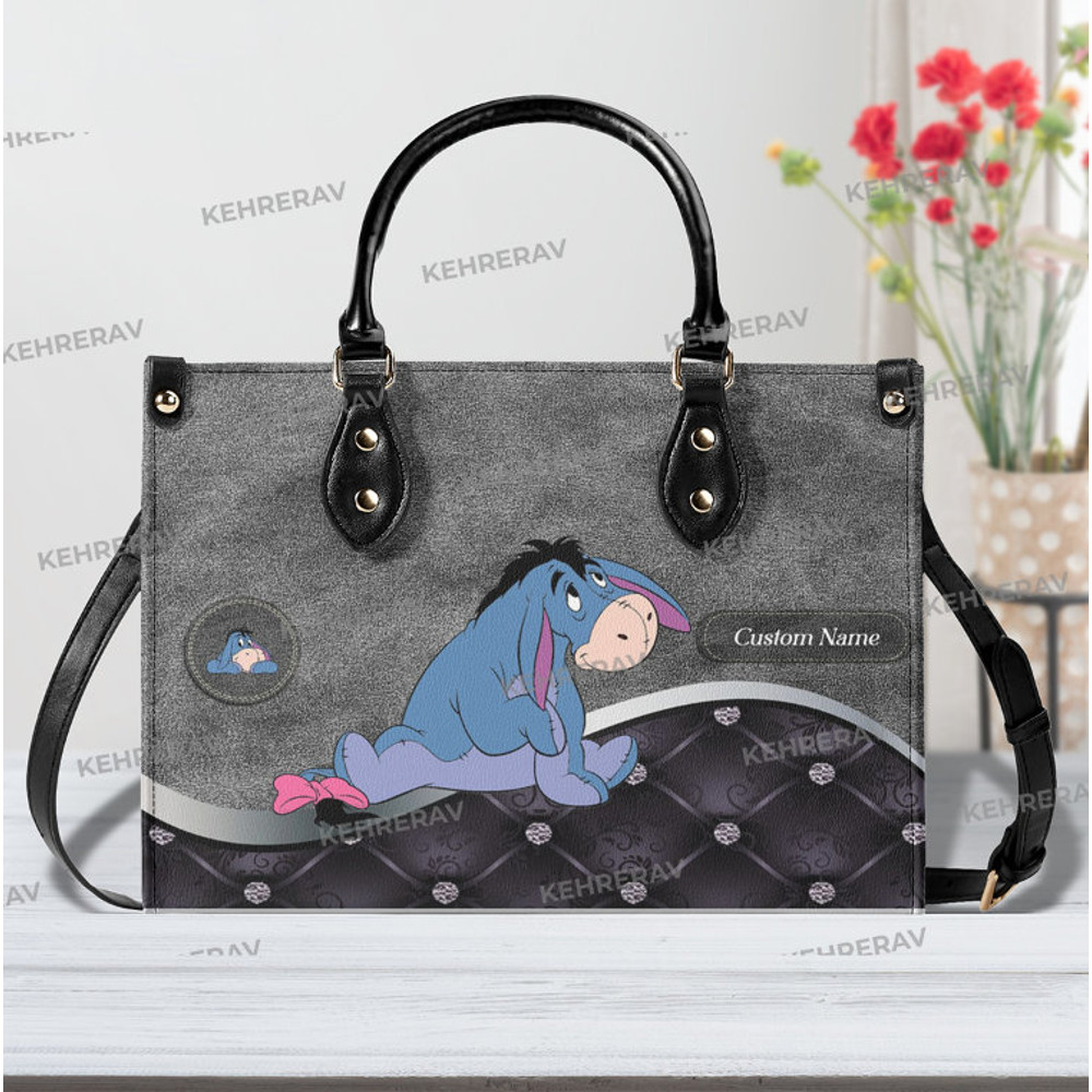 Eeyore Winnie The Pooh Handbag, Eeyore Winnie The Pooh Leather Bag, Crossbody Bag, Top Handle Bag,Custom Leather Bag, Eeyore Women Purses.jpg