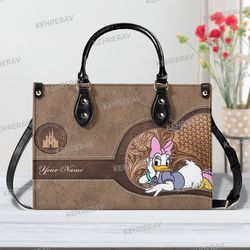 lovely daisy duck leather handbag, daisy duck women bags purses, daisy duck lovers handbag, custom leather bag, woman ha