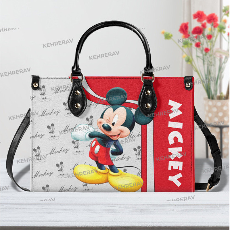 Mickey Lovely Leather bag Handbag, Mickey Lover's Handbag,Custom Leather Bag,Woman Handbag,Handmade Bag,Vintage Bag,Mickey Women Bags Purses.jpg