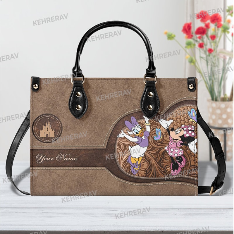 Minnie Daisy Duck Leather Handbag,Minnie Women Bags Purses,Minnie Lover's Handbag,Custom Leather Bag,Woman Handbag, Handmade Bag,Vintage Bag.jpg