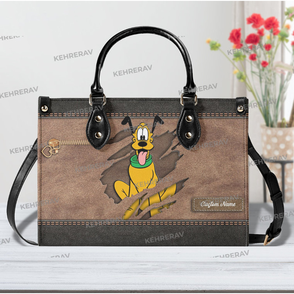 Pluto Leather bag Handbag, Pluto Lover's Handbag, Custom Leather Bag, Woman Handbag,Handmade Bag,Pluto fun gift, Pluto Women Bags Purses.jpg
