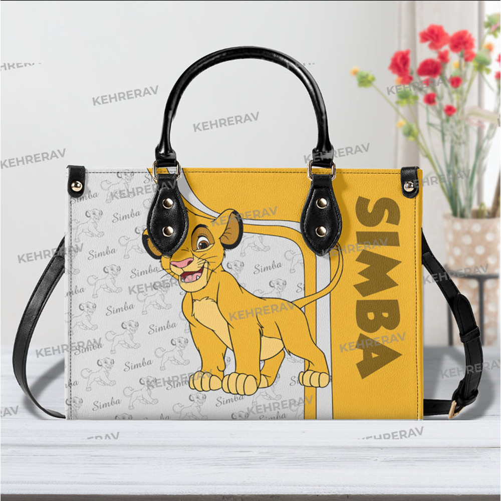 Simba The Lion King Leather bag Handbag, Simba Lover's Handbag, Custom Leather Bag, Woman Handbag, Handmade Bag, Simba Women Bags Purses.jpg