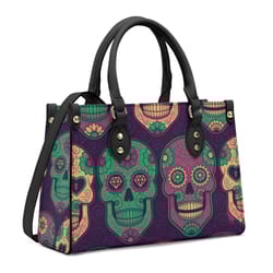 day of the dead cosmetic bag, sugar skull crossbody bag, candy skull shoulder bag, candy skull bag with shoulder strap,