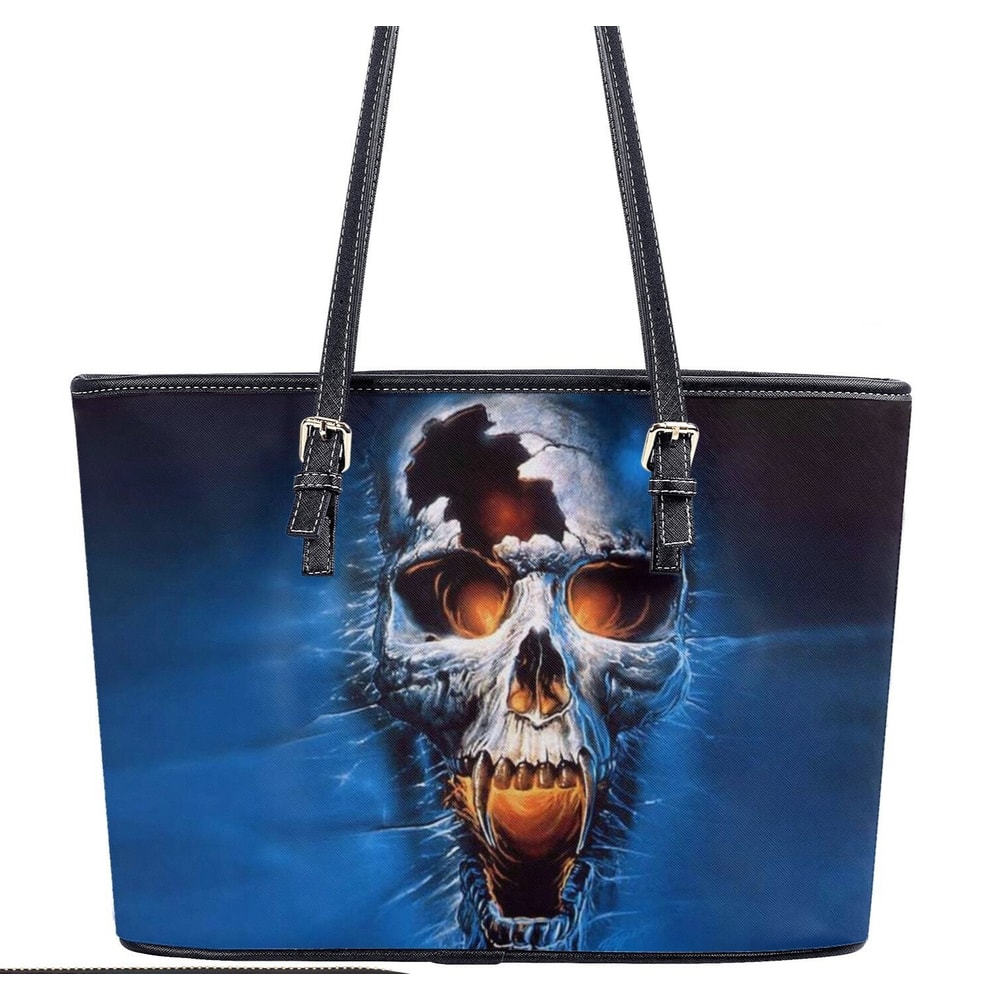 Evil shoulder bag, flaming skull travel bag, halloween handbag, skull in fire travel bag floral skull travel bag flame skull purse, evil bag.jpg