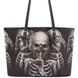 evil travel bag, goth handbag, flaming skull purse, skeleton cosmetic bag, skeleton long wallet, skull in fire travel ba