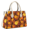 Fall Autumn Shoulder Purse, Pumpkins Leaves Brown Orange Vegan Leather Top Handle Handbag Print Small Bag Women Ladies Designer.png