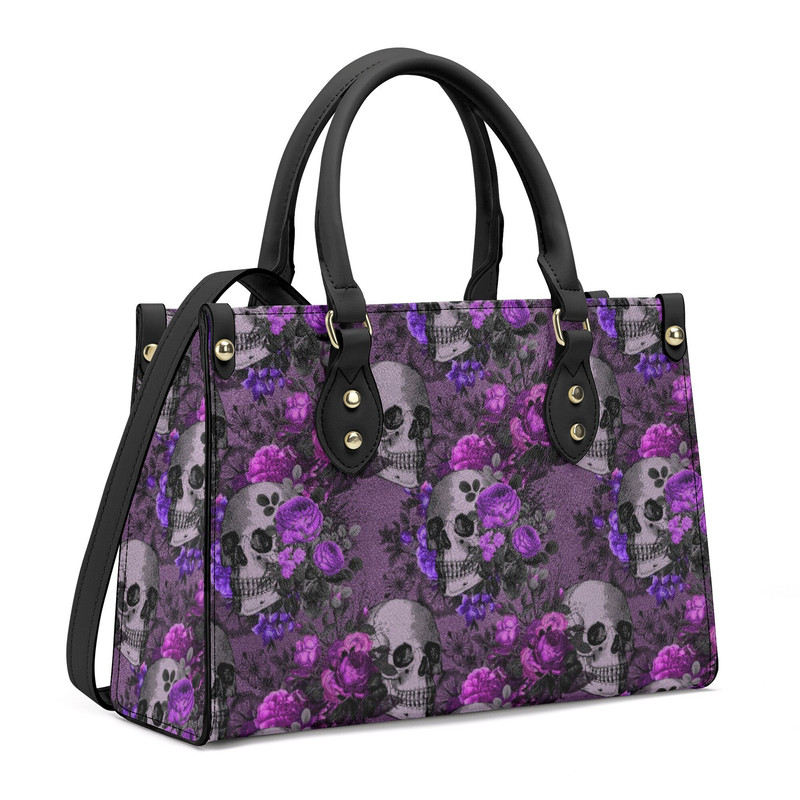 Halloween crossbody bag, skull in fire women's purse, skeleton handbag, death skull large tote bag, floral skull women's handbag, flaming sk.jpg
