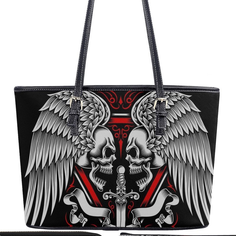 Horror shoulder bag, grim reaper wallet skull in fire tote bag flower skull cosmetic bag punisher skull handbag motorcycle skull long wallet.jpg