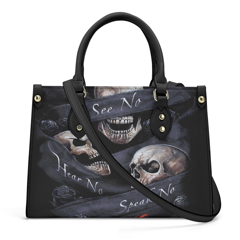 Punisher skull handbag with strap, hooded skull handmade bag, no see no hear skull handbag reaper skull shoulder bag, hooded skull tote bag,.jpg