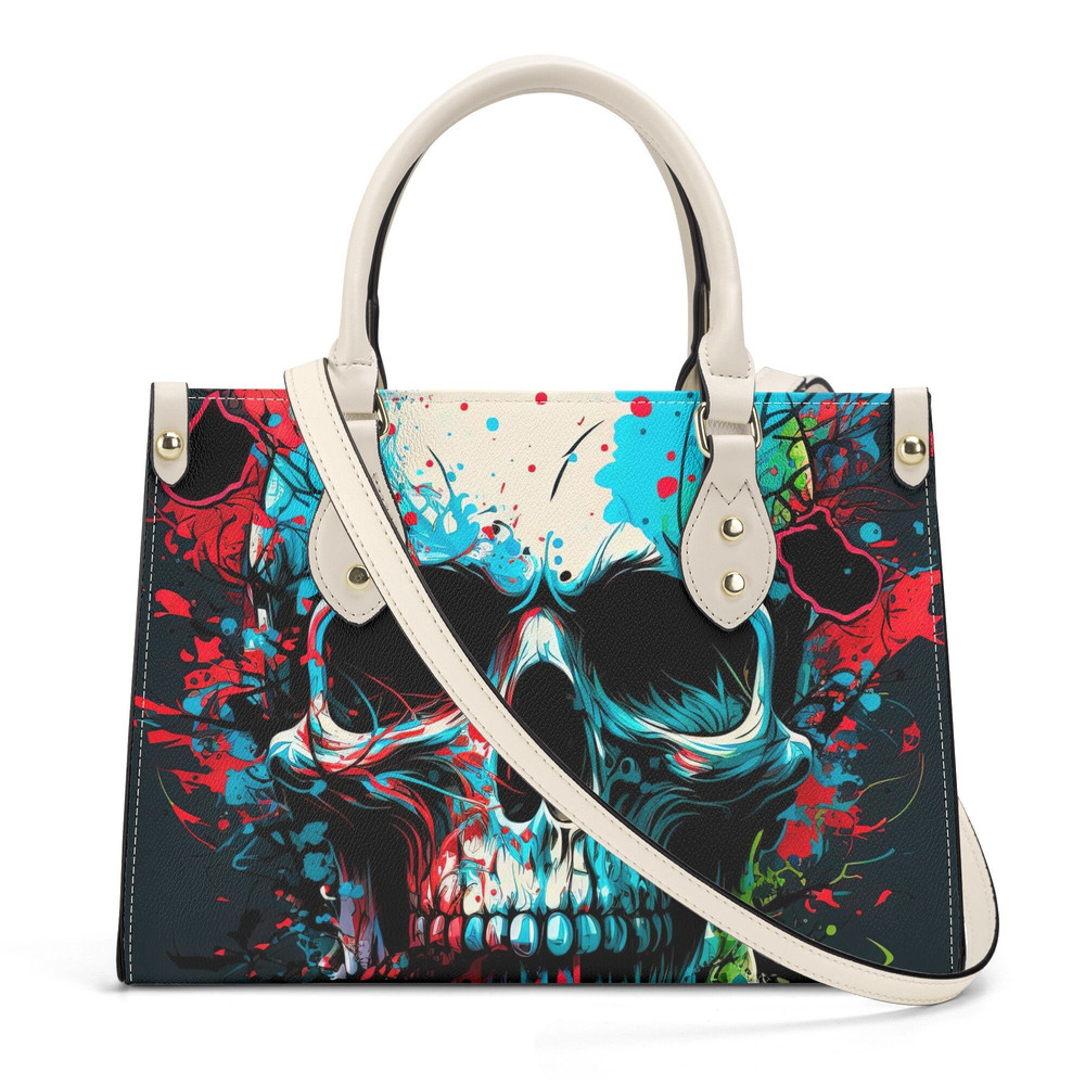 Spooky Halloween travel bag, halloween shoulder bag, halloween messenger bag, skeleton handbag with strap, punisher skull bag with shoulder.jpg