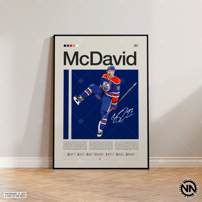 Connor McDavid Poster, Edmonton Oilers Poster, NHL Poster, Hockey Poster, Sports Poster, Mid-Century Modern, Sports Bedroom Posters.jpg