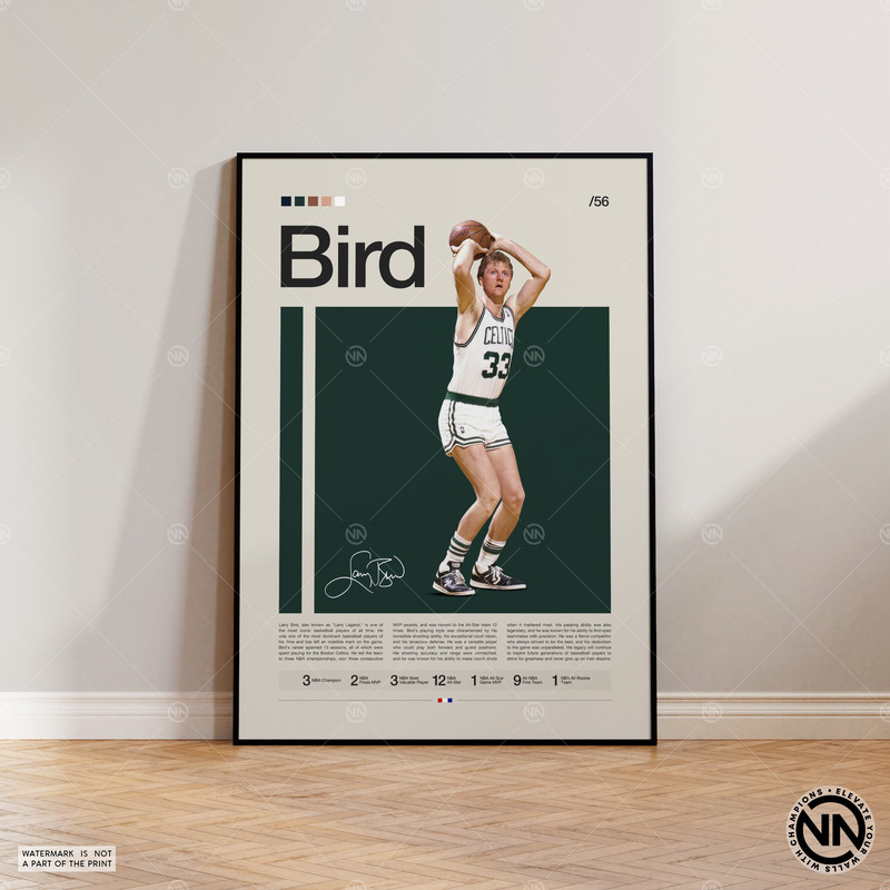 Larry Bird Poster, Boston Celtics Print, NBA Poster, Sports Poster, Mid Century Modern, NBA Fans, Basketball Gift, Sports Bedroom Posters.jpg