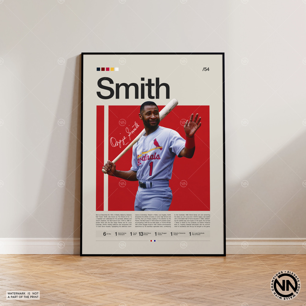Ozzie Smith Poster, St. Louis Cardinals, Baseball Prints, Sports Poster, Baseball Player Gift, Baseball Wall Art, Sports Bedroom Posters.jpg