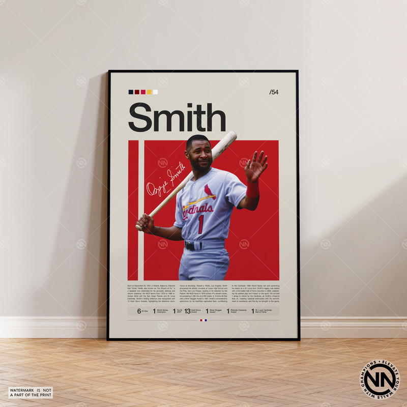 Ozzie Smith Poster, St. Louis Cardinals, Baseball Prints, Sports Poster, Baseball Player Gift, Baseball Wall Art, Sports Bedroom Posters.jpg