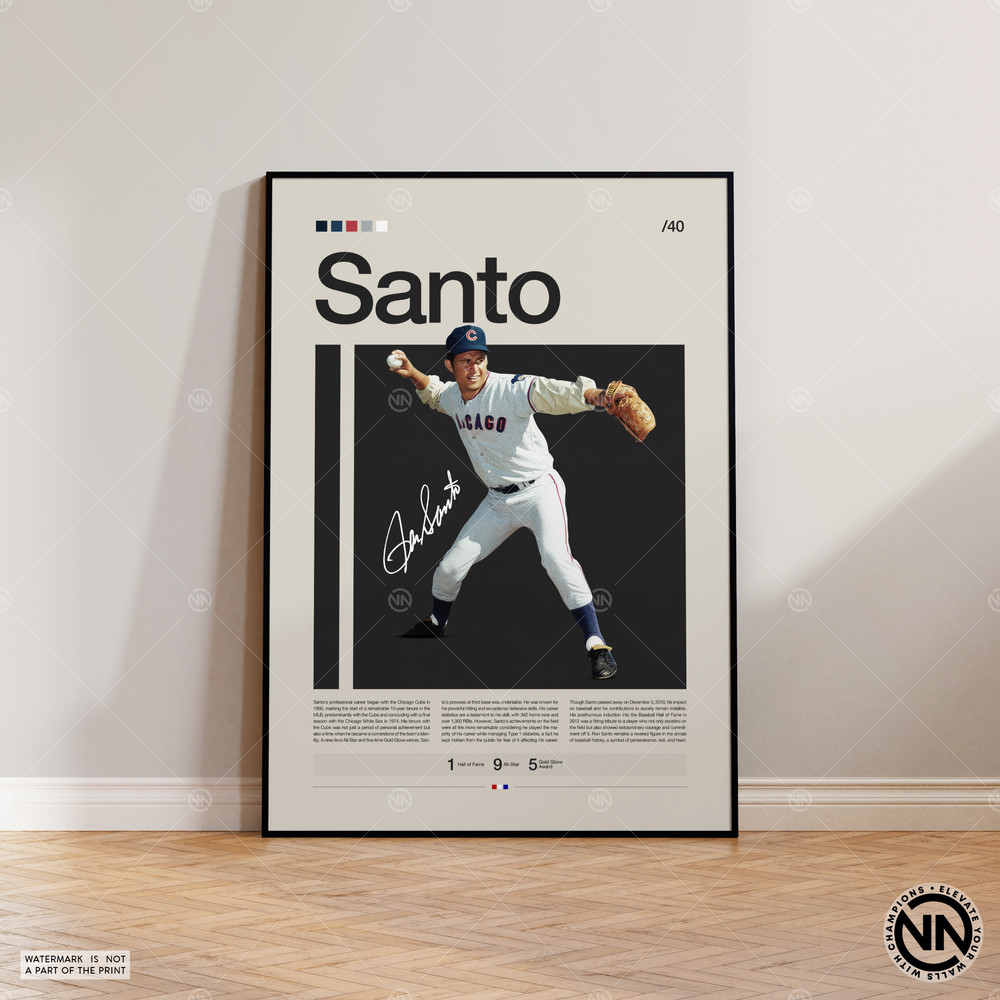 Ron Santo Poster, Chicago Cubs Print, Baseball Prints, Sports Poster, Baseball Player Gift, Baseball Wall Art, Sports Bedroom Posters.jpg