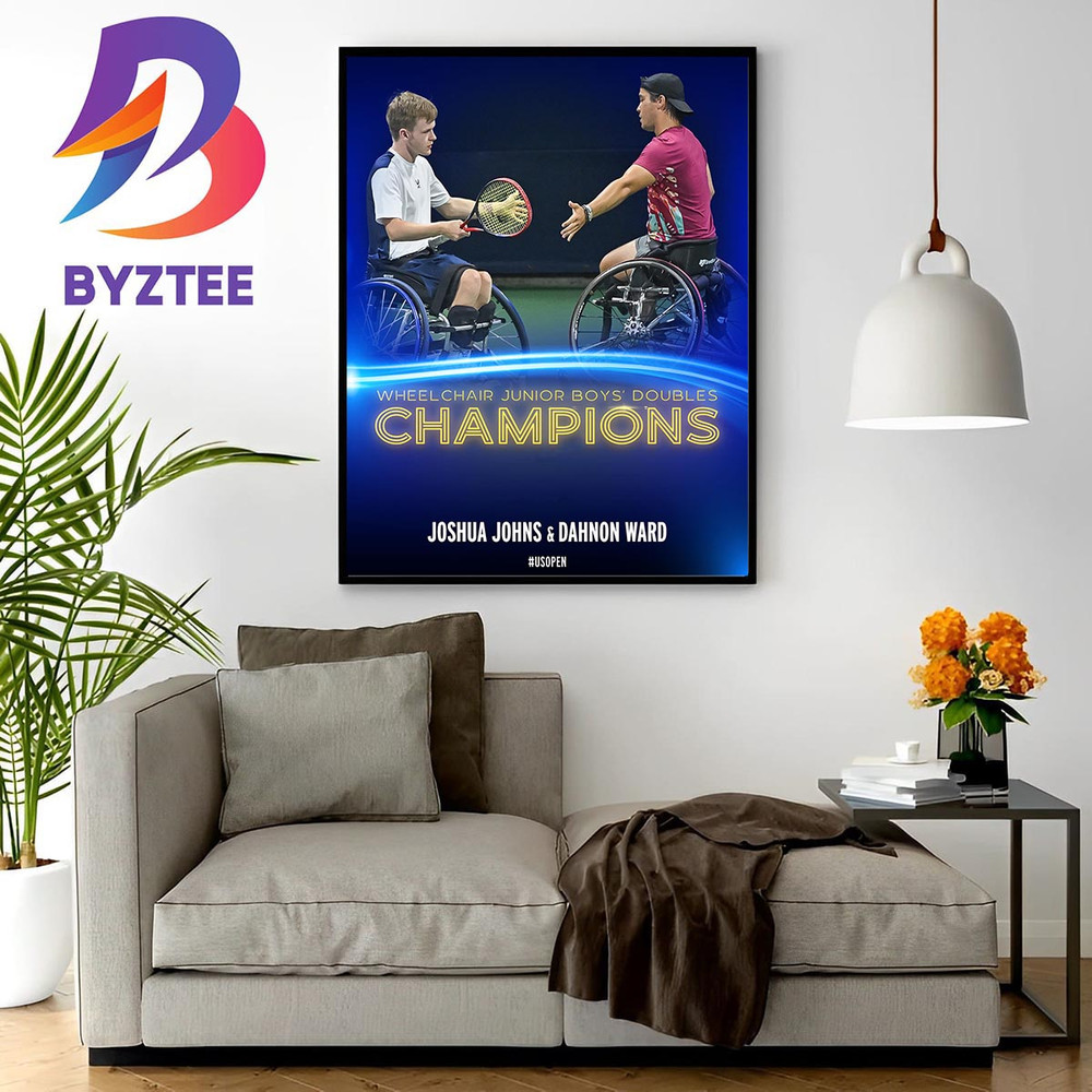 Joshua Johns And Dahnon Ward Are The Wheelchair Junior Boys Doubles Champions At US Open 2023 Wall Decor Poster Canvas.jpg