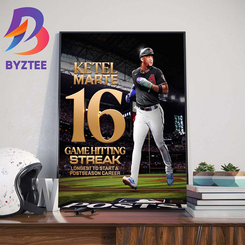 Ketel Marte 16 Game Hitting Streak Longest to Start a Postseason Career Wall Decor Poster Canvas.jpg