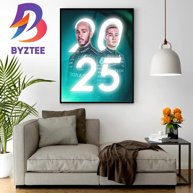 Lewis Hamilton And George Russell Are Driver Line-Up For 2024 And 2025 Of Mercedes Wall Decor Poster Canvas.jpg