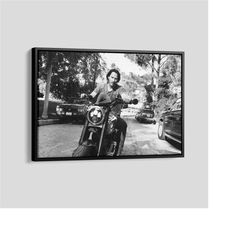 keanu reeves motorcycle poster, keanu reeves black white