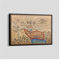 the ponderosa map poster, the ponderosa map canvas,