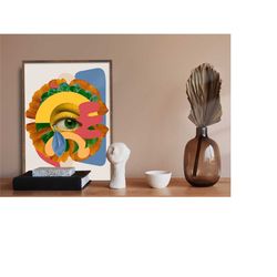 contemporary canvas poster,abstract eye painting print, eye canvas