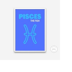 astrology poster pisces, pisces wall art zodiac poster