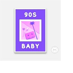 90's baby digital print, tropical posters, 90s street