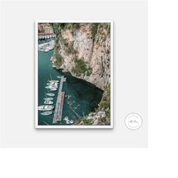 aerial monaco poster instant download, pastel mediterranean decor,