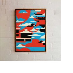 japanese landscape aesthetic poster - museum poster, housewarming