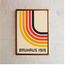 minimalist bauhaus poster - geometric semi-circles mid century