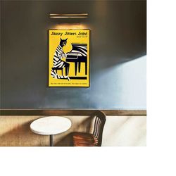 jazz club poster - cat playing piano -