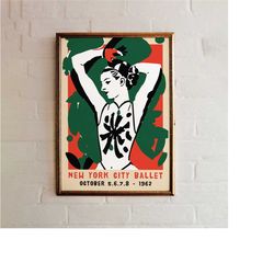 nyc ballet retro poster - minimalist print, theater