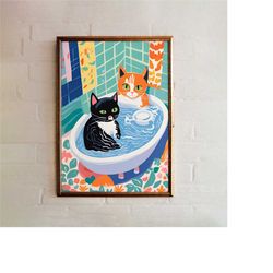 cute cats in a bath poster: whimsical feline