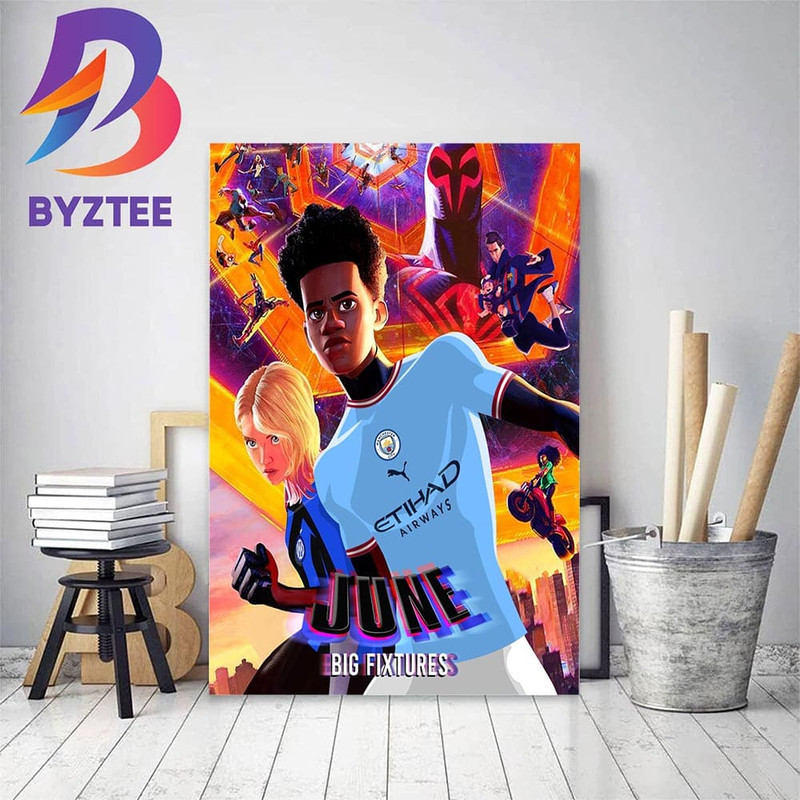 Manchester City Vs Inter Milan For 2023 Champions League Final x Spider Man Across The Spider Verse Home Decor Poster Canvas.jpg