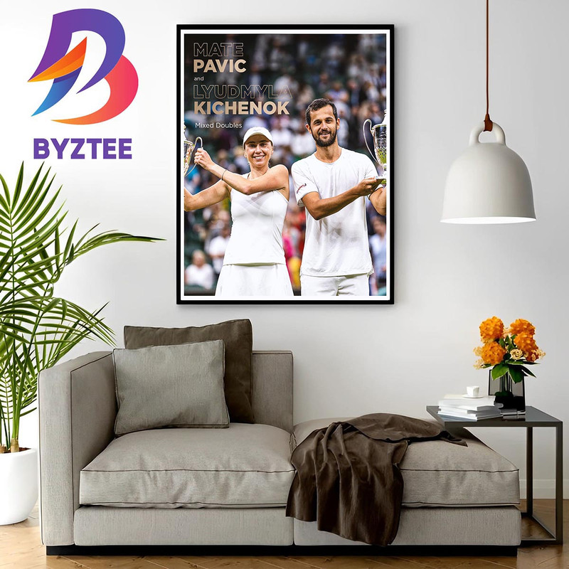 Mate Pavic and Lyudmyla Kichenok Are Mixed Doubles Champions At 2023 Wimbledon Home Decor Poster Canvas.jpg
