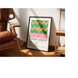 aperol spritz art, digital download, old fashioned retro