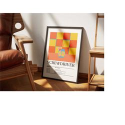 screwdriver art, poster print, old fashioned retro prints,