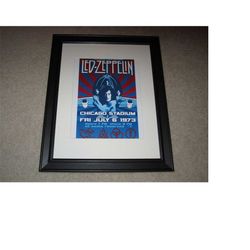 framed led zeppelin concert mini poster, rare 1973